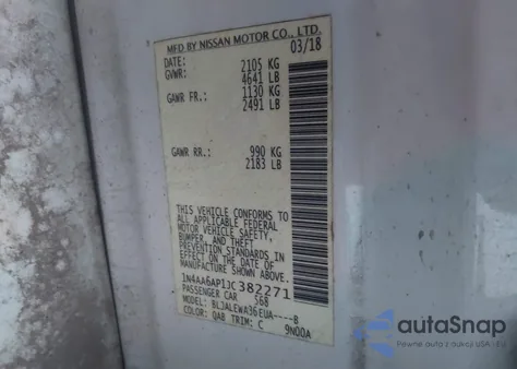 2018 Nissan Maxima 3.5 Sl из США, поврежденный, VIN 1N4AA6AP1JC382271